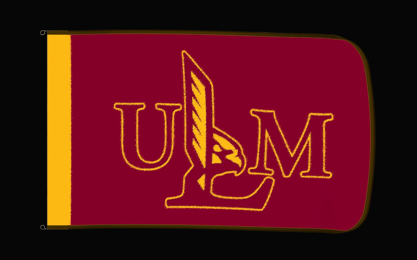 EXO rotating product view — UL Monroe Warhawks Authentic Gameday Flag — controlled catalog turntable