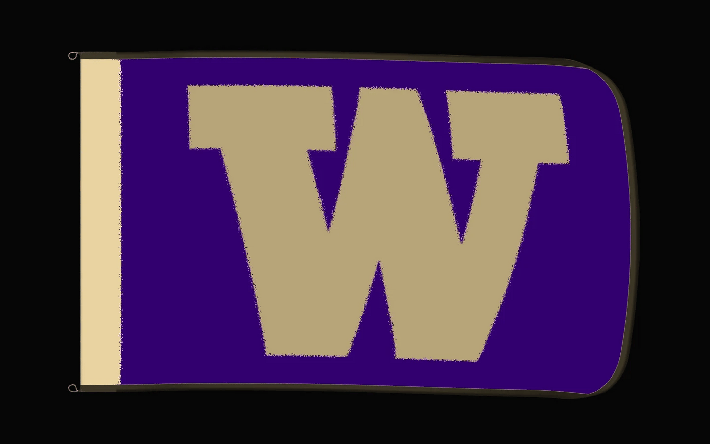EXO rotating product view — Washington Huskies Authentic Gameday Flag — controlled catalog turntable