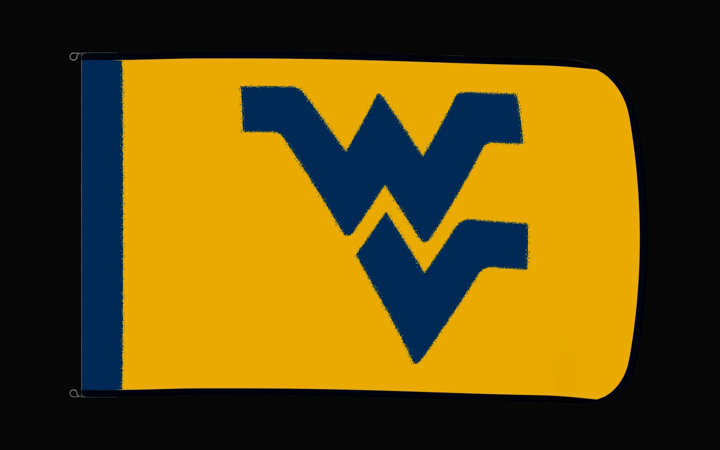 EXO rotating product view — West Virginia Mountaineers Authentic Gameday Flag — controlled catalog turntable