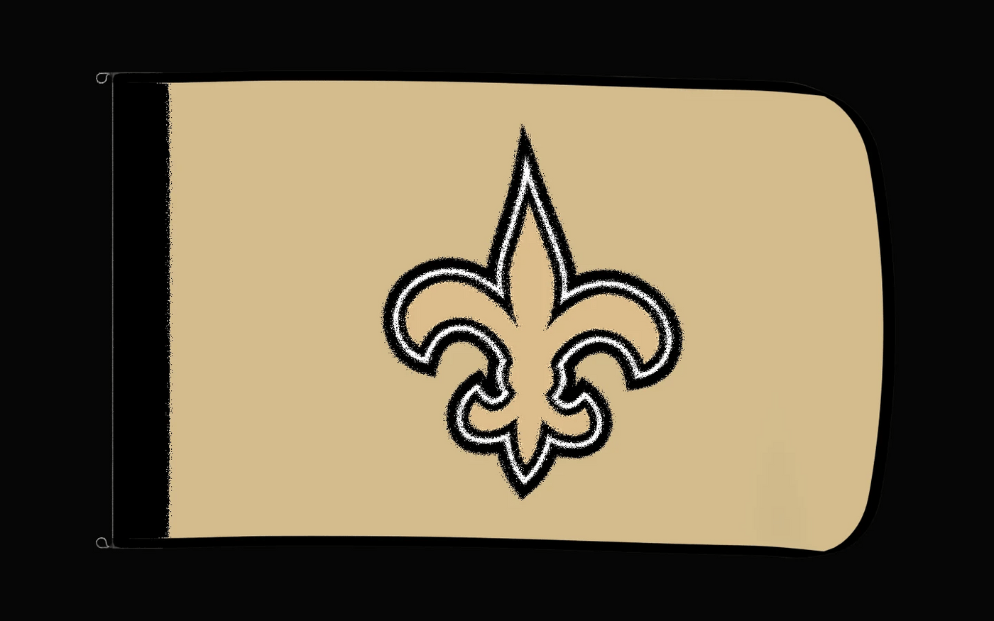 EXO rotating product view — New Orleans Saints Authentic Gameday Flag — controlled catalog turntable