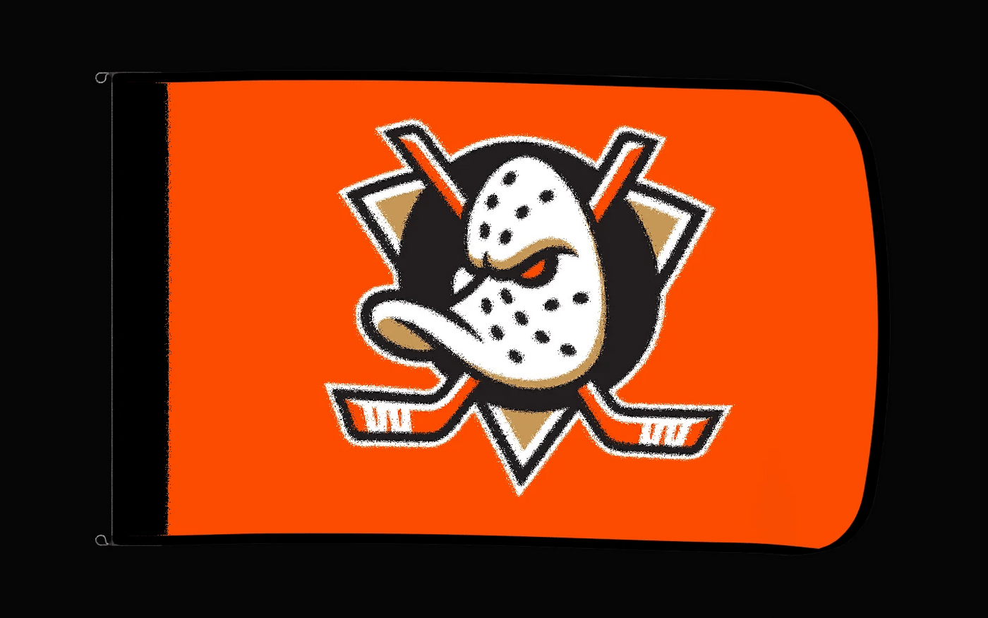 EXO rotating product view — Anaheim Ducks Authentic Gameday Flag — controlled catalog turntable