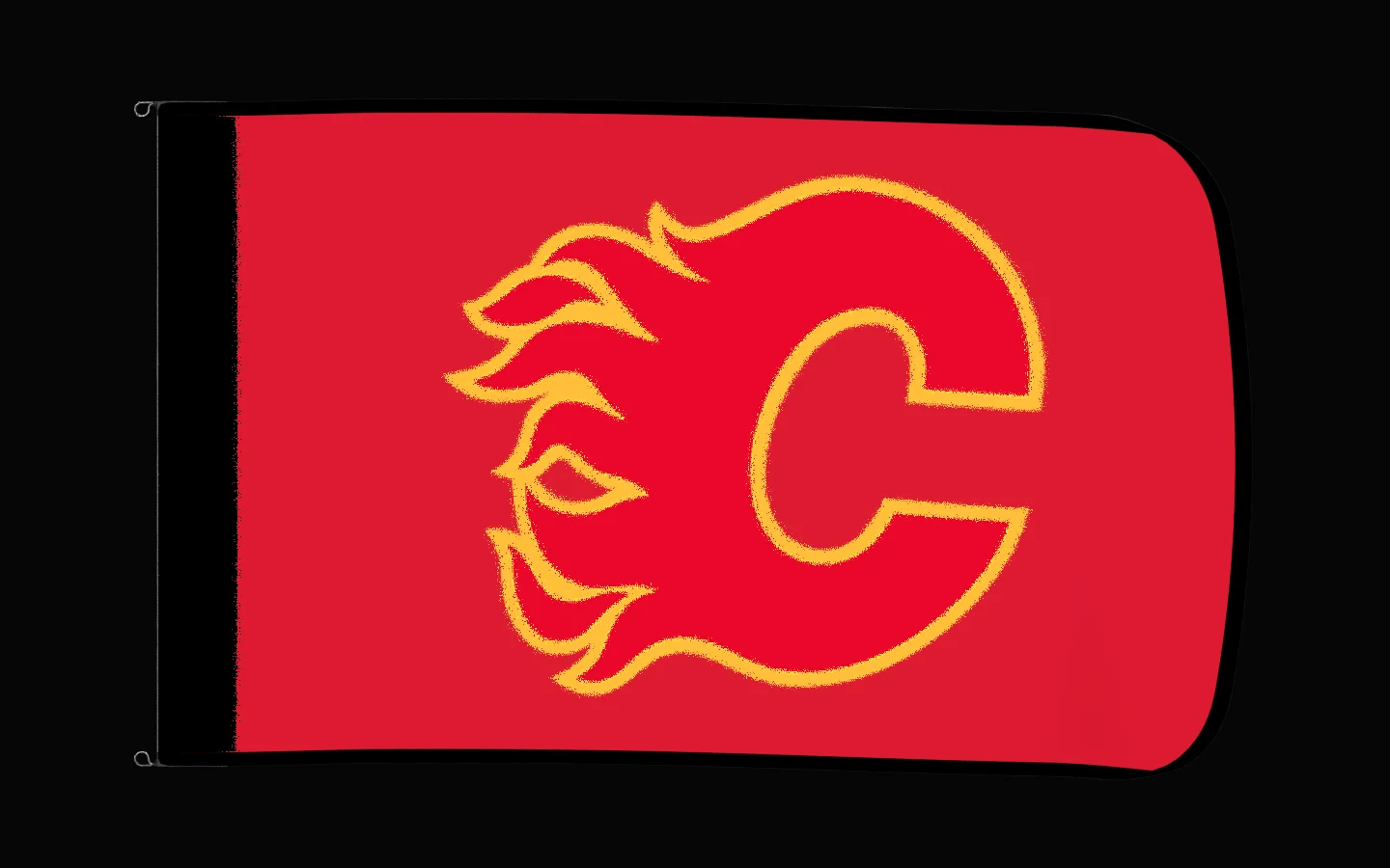 EXO rotating product view — Calgary Flames Authentic Gameday Flag — controlled catalog turntable