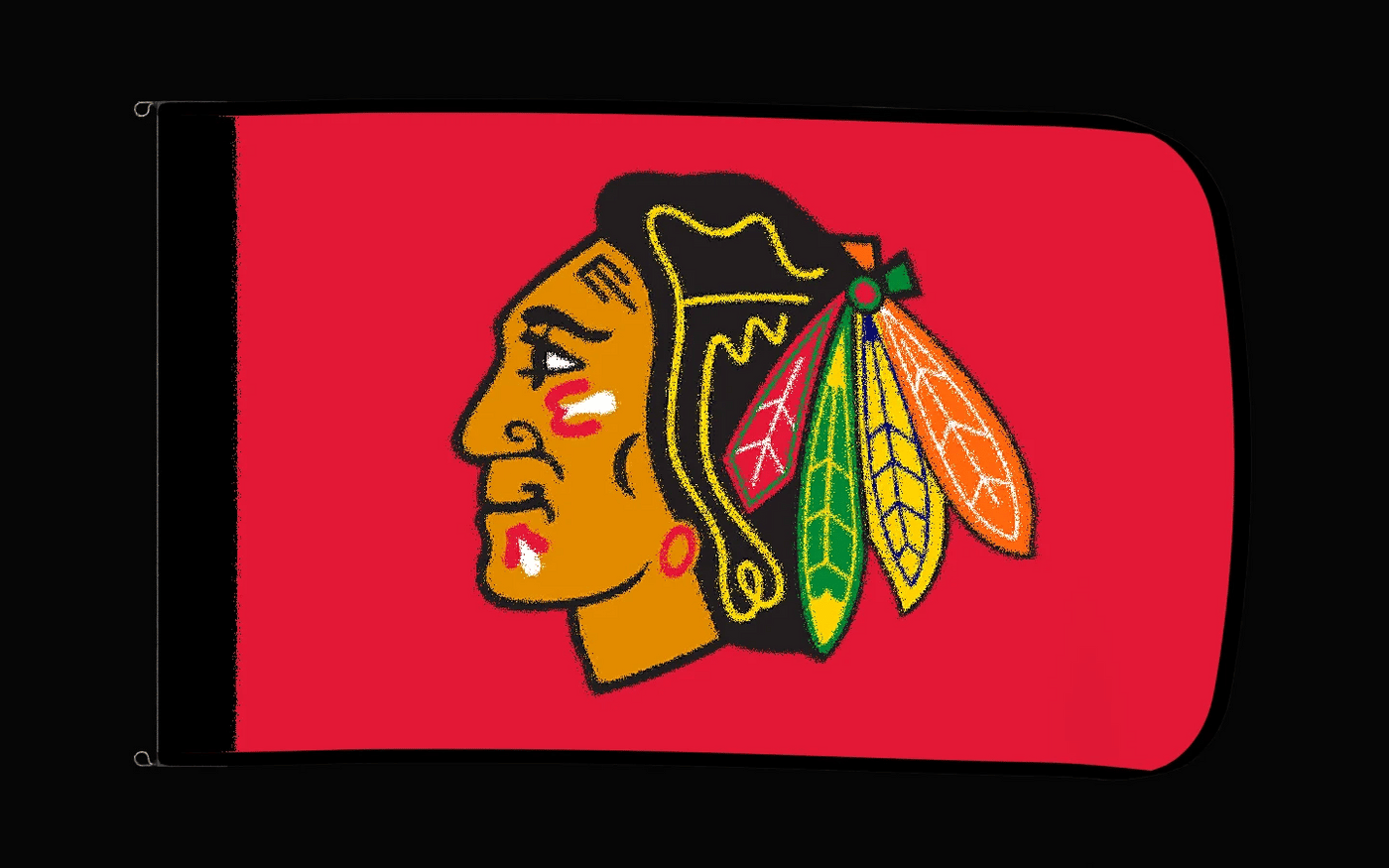 EXO rotating product view — Chicago Blackhawks Authentic Gameday Flag — controlled catalog turntable