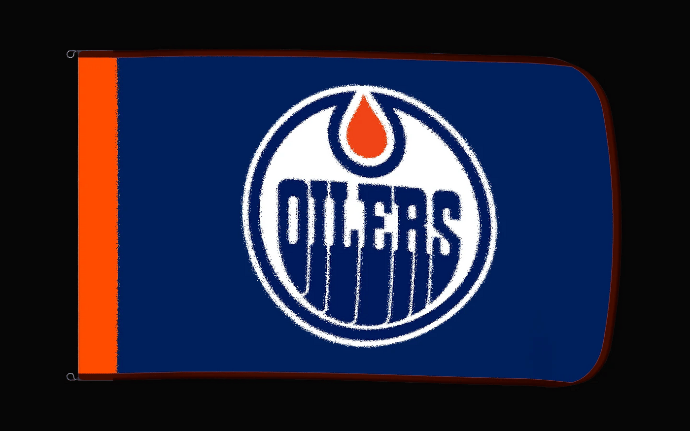 EXO rotating product view — Edmonton Oilers Authentic Gameday Flag — controlled catalog turntable