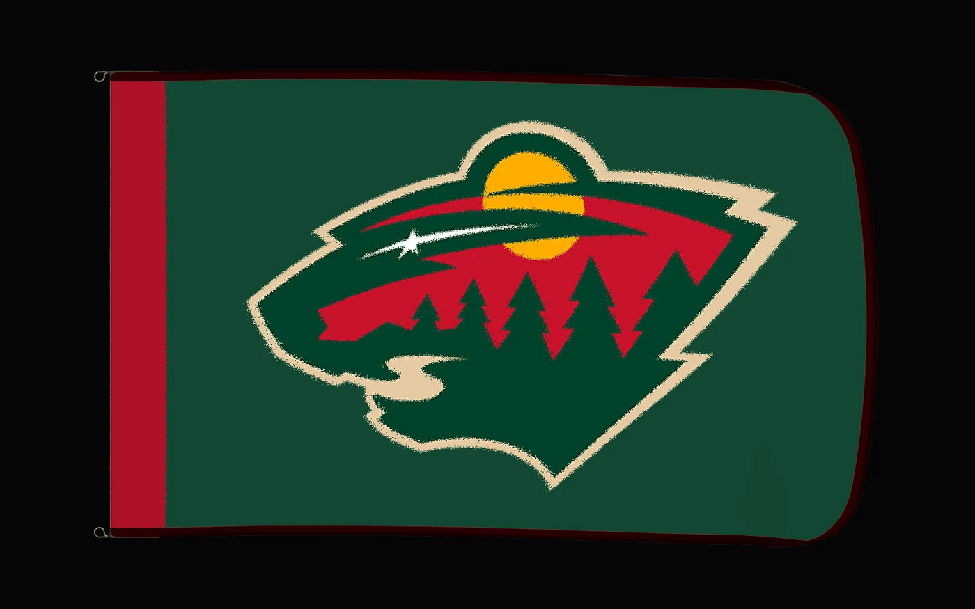 EXO rotating product view — Minnesota Wild Authentic Gameday Flag — controlled catalog turntable