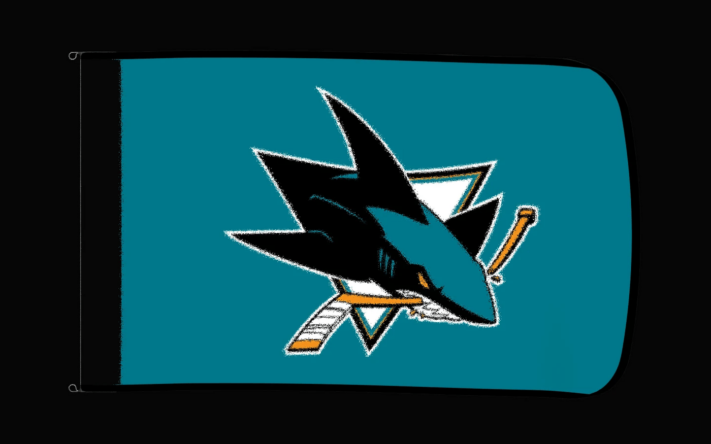 EXO rotating product view — San Jose Sharks Authentic Gameday Flag — controlled catalog turntable