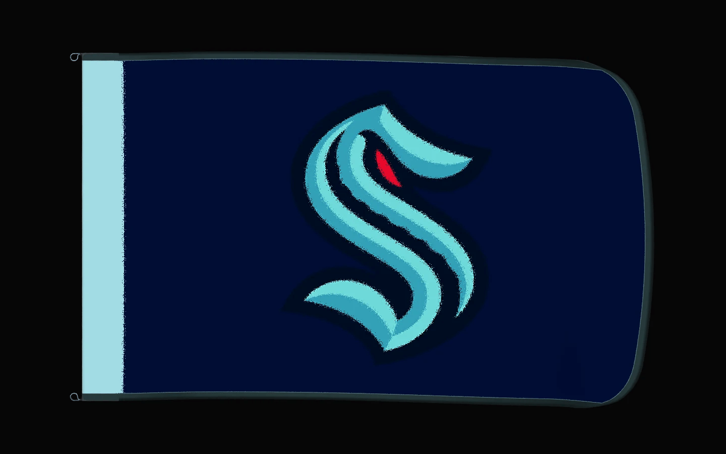 EXO rotating product view — Seattle Kraken Authentic Gameday Flag — controlled catalog turntable