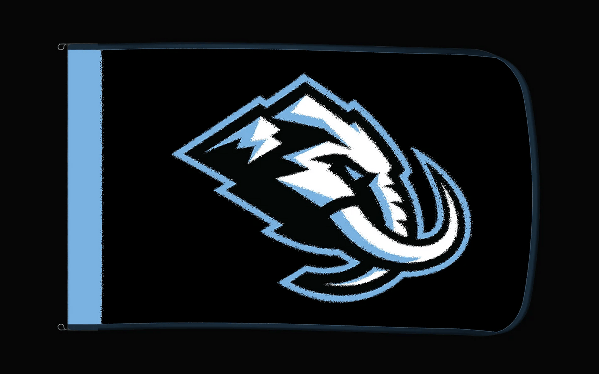 EXO rotating product view — Utah Mammoth Authentic Gameday Flag — controlled catalog turntable