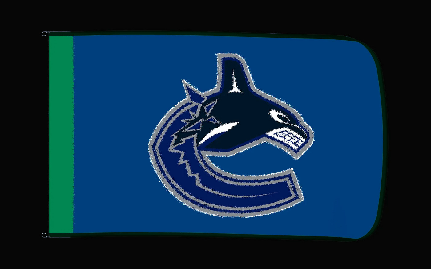 EXO rotating product view — Vancouver Canucks Authentic Gameday Flag — controlled catalog turntable