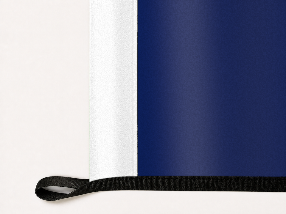 Colorado State Flag Authentic Gameday Flag underside and personalization construction view — continuous restrained woven-satin Colorado State Flag Accent header, textured Colorado State Flag Primary face, lower black loop and perimeter webbing — source_sha256=91f45247204450d3597477be4b5ef1ecdb6c0cd489e219662fa51e6ef28b19ad
