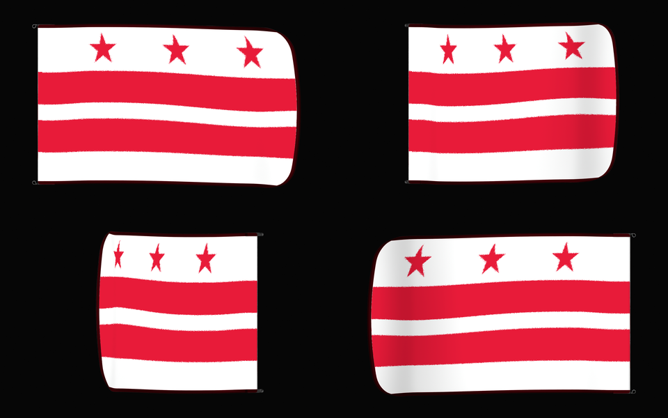 District of Columbia Flag Authentic Gameday Flag — clean black four-view contact proof showing Front Design, Front Flying, Back Flying, and Back Design — source_sha256=f6f1442e3bdb4a70eded5e45d2545b661e79bf9053d51f83a65033e92fe30c57