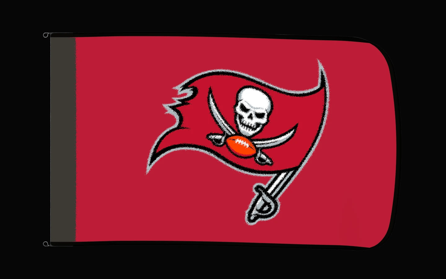 EXO rotating product view — Tampa Bay Buccaneers Authentic Gameday Flag — controlled catalog turntable