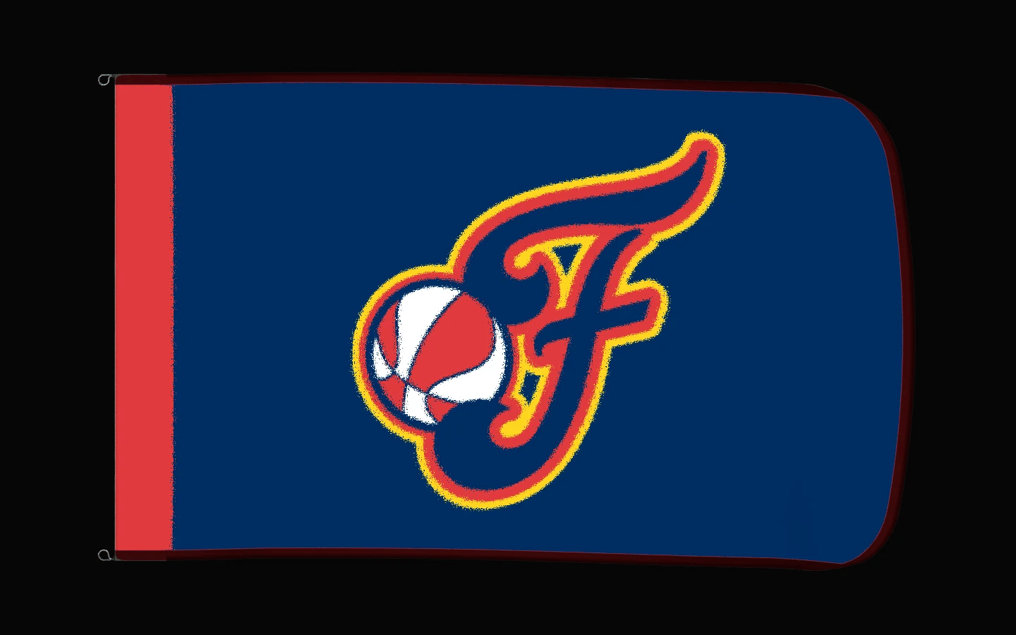 EXO rotating product view — Indiana Fever Authentic Gameday Flag — controlled catalog turntable