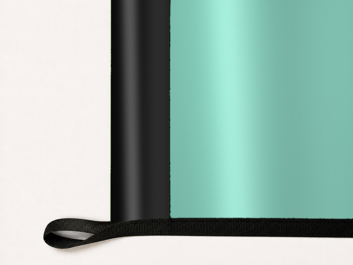 New York Liberty Authentic Gameday Flag underside and personalization construction view — continuous restrained woven-satin New York Liberty Accent header, textured New York Liberty Primary face, lower black loop and perimeter webbing — source_sha256=b8eb1360884bae46f58298fa7a3723cdee4cc16c87c42684efc3bc4c6fe38a2d