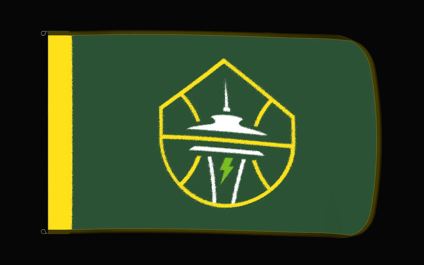 EXO rotating product view — Seattle Storm Authentic Gameday Flag — controlled catalog turntable