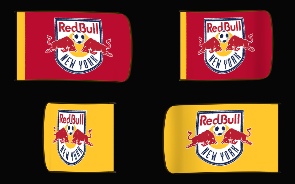 Red Bull New York Authentic Gameday Flag — clean four-view front design, front flying, back flying, and back design proof — source_sha256=c2ab89df9cc84f1e009f752e331c65412b8e535224d1c6a615a436c275b17c17