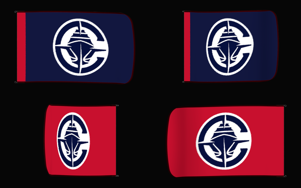 LA Clippers Authentic Gameday Flag — clean four-view front design, front flying, back flying, and back design proof — source_sha256=deeb016e5cd1403bb2c6dd3a031a137ca1d2aa263a0d1023aa6078036a834371