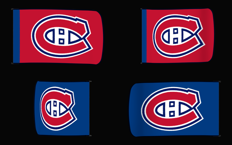 Montreal Canadiens Authentic Gameday Flag — clean four-view front design, front flying, back flying, and back design proof — source_sha256=b0aa2d2b257ca296cb0fe5fdf332fdfc6adaf28db5d7bc5ed082b74b2e9bb22f