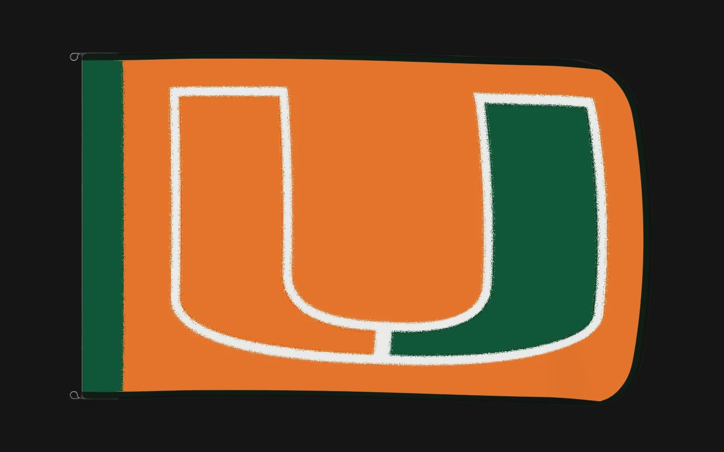EXO rotating product view — Miami Hurricanes Authentic Gameday Flag — controlled catalog turntable