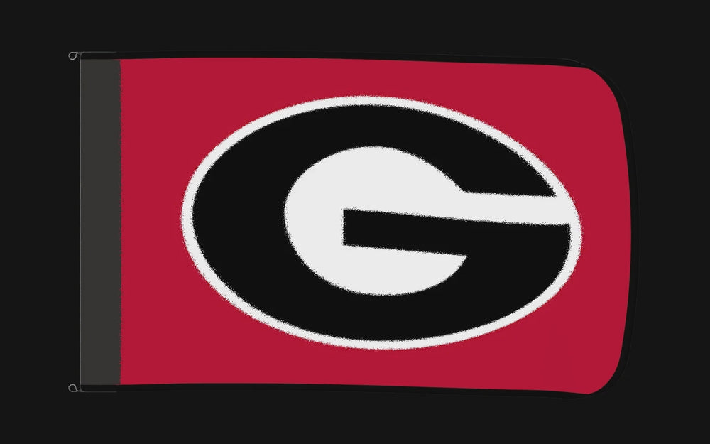 EXO rotating product view — Georgia Bulldogs Authentic Gameday Flag — controlled catalog turntable
