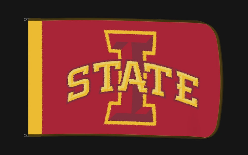 EXO rotating product view — Iowa State Cyclones Authentic Gameday Flag — controlled catalog turntable