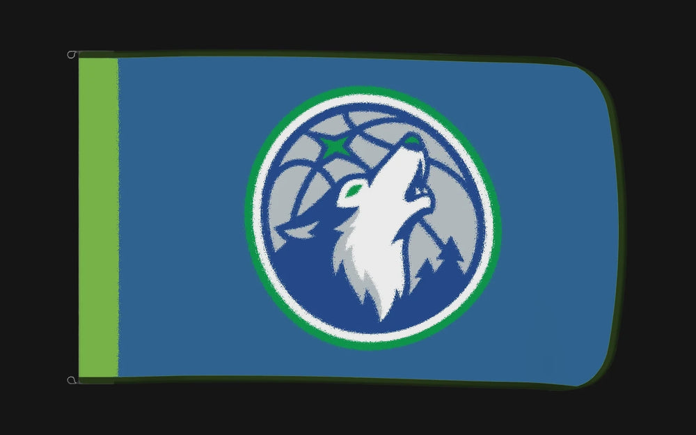 EXO rotating product view — Minnesota Timberwolves Authentic Gameday Flag — controlled catalog turntable