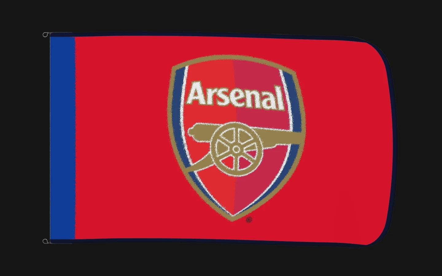 EXO rotating product view — Arsenal Authentic Gameday Flag — controlled catalog turntable