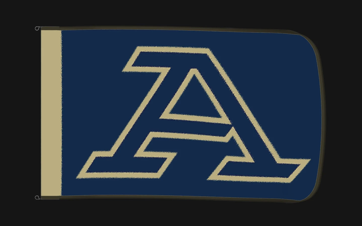 EXO rotating product view — Akron Zips Authentic Gameday Flag — controlled catalog turntable