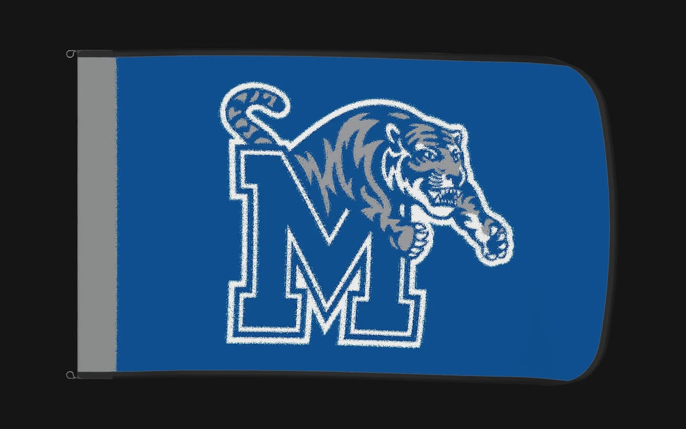 EXO rotating product view — Memphis Tigers Authentic Gameday Flag — controlled catalog turntable