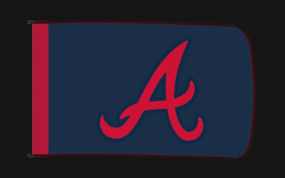 EXO rotating product view — Atlanta Braves Authentic Gameday Flag — controlled catalog turntable