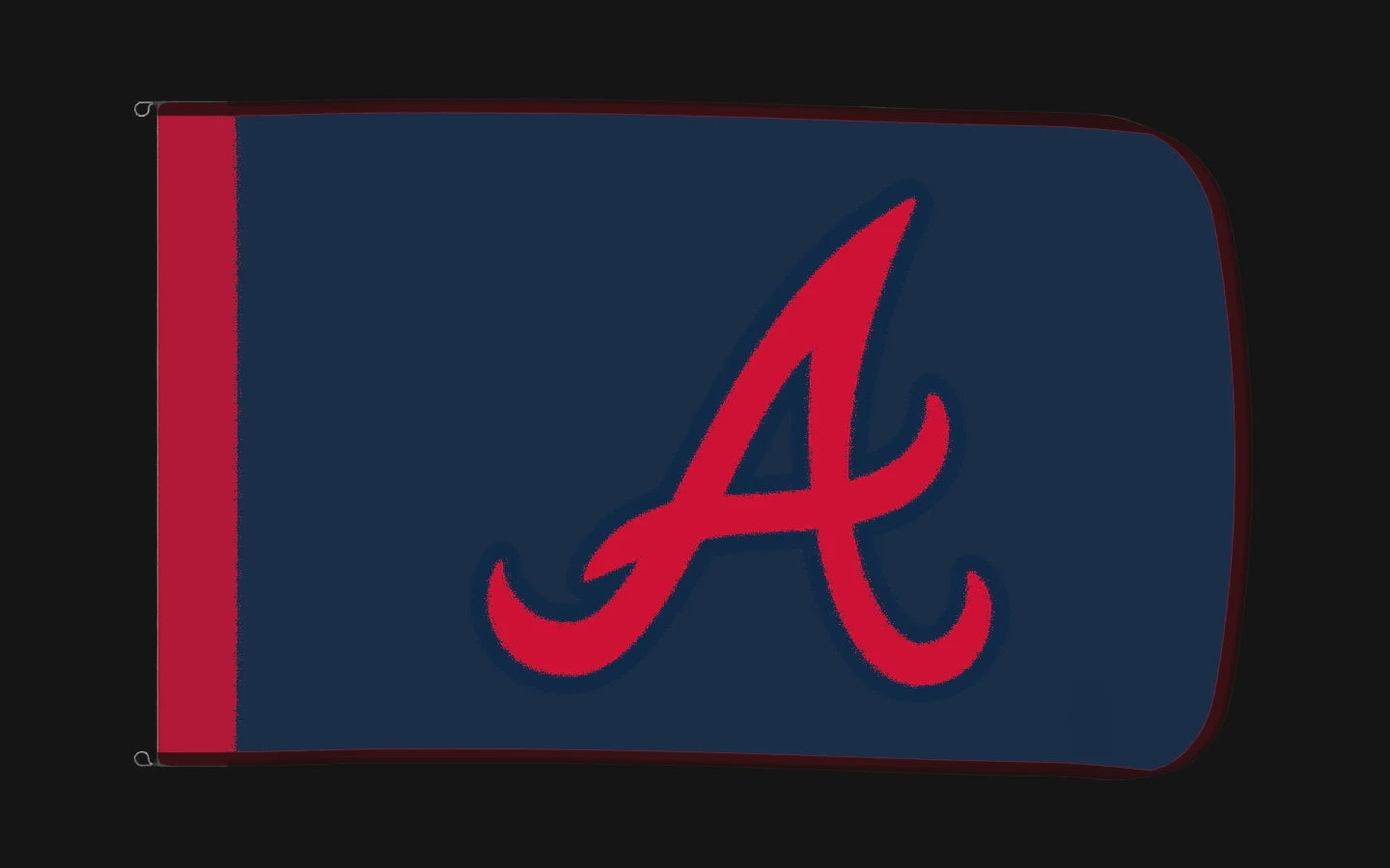 EXO rotating product view — Atlanta Braves Authentic Gameday Flag — controlled catalog turntable