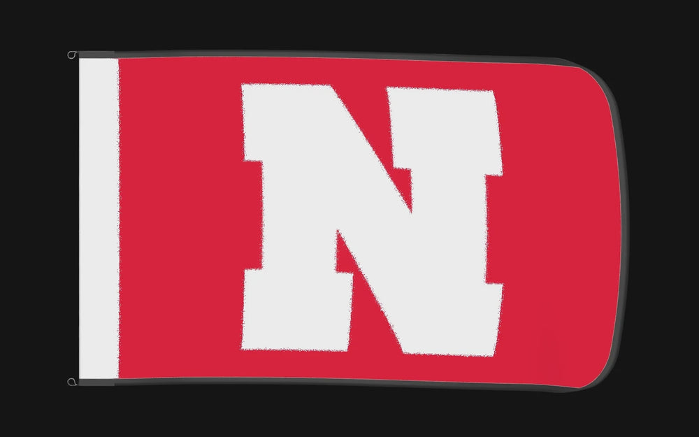 EXO rotating product view — Nebraska Cornhuskers Authentic Gameday Flag — controlled catalog turntable