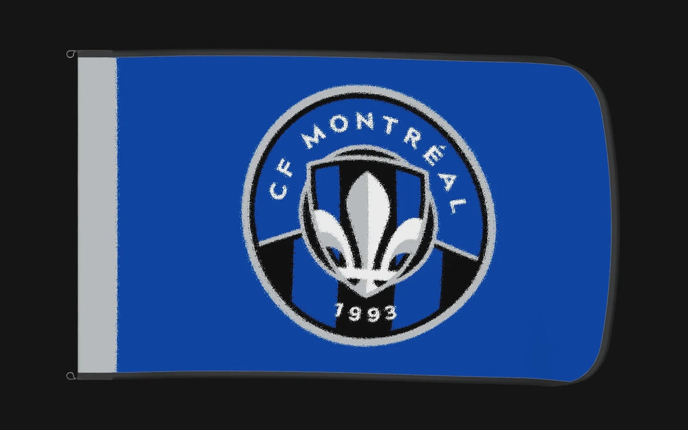 EXO rotating product view — CF Montréal Authentic Gameday Flag — controlled catalog turntable