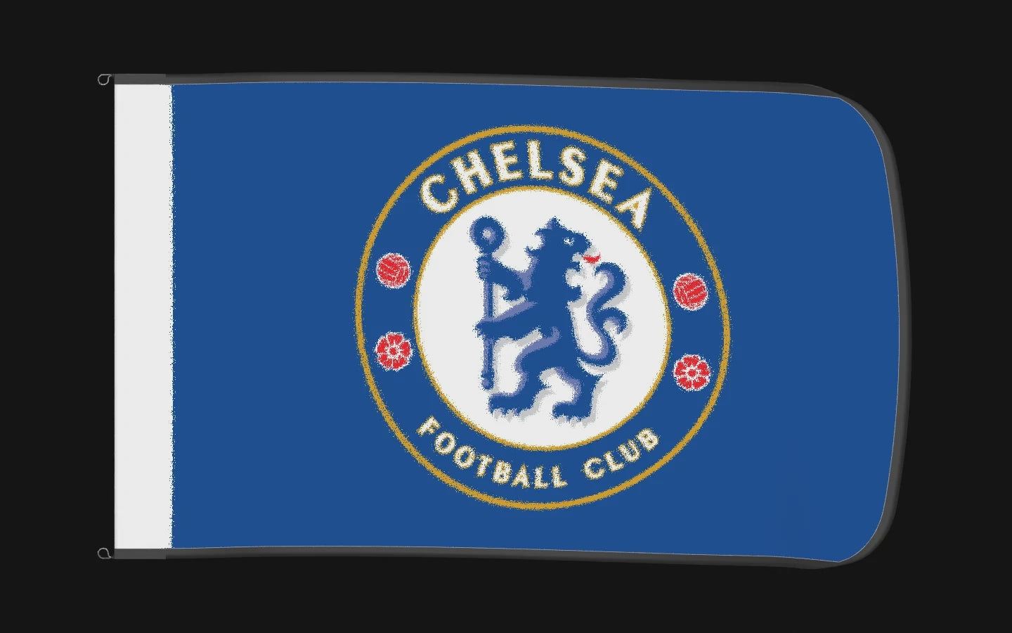 EXO rotating product view — Chelsea Authentic Gameday Flag — controlled catalog turntable