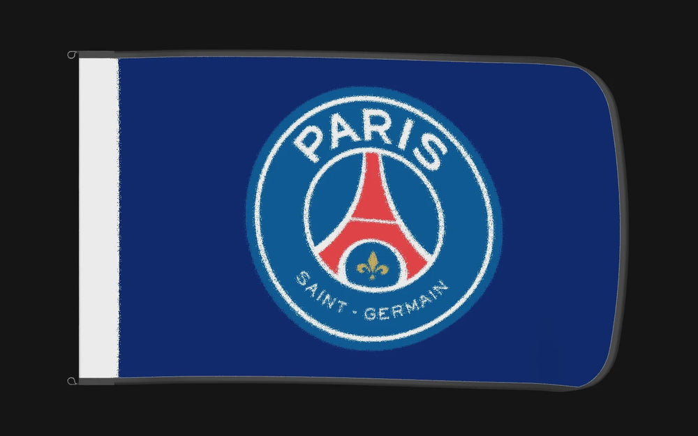 EXO rotating product view — Paris Saint-Germain Authentic Gameday Flag — controlled catalog turntable