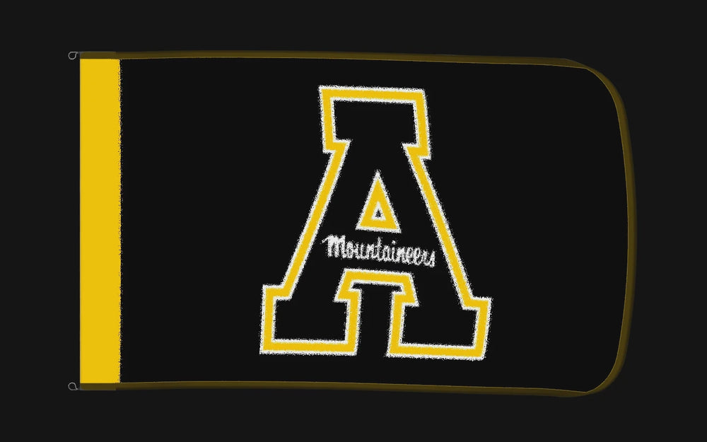 EXO rotating product view — App State Mountaineers Authentic Gameday Flag — controlled catalog turntable