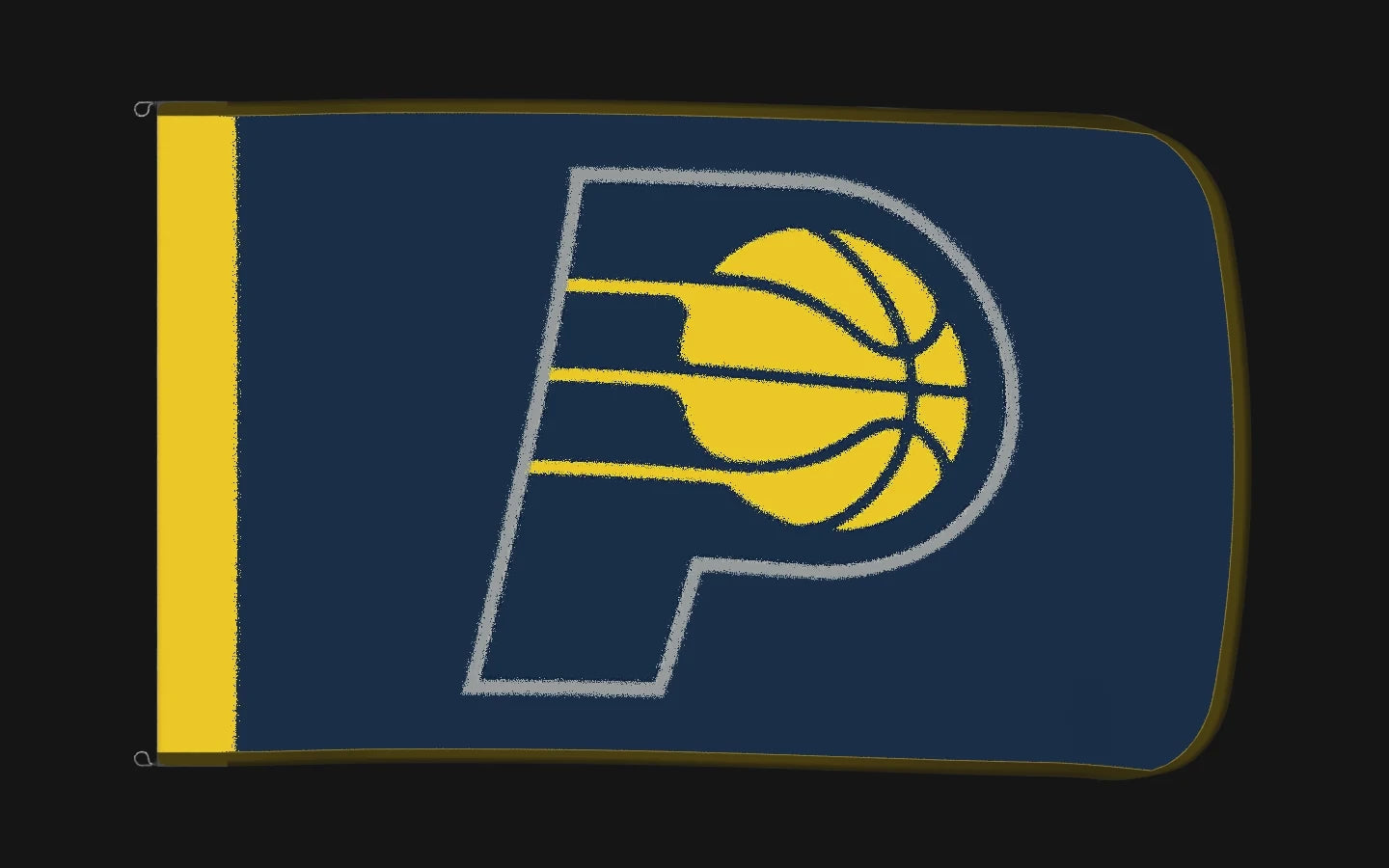 EXO rotating product view — Indiana Pacers Authentic Gameday Flag — controlled catalog turntable