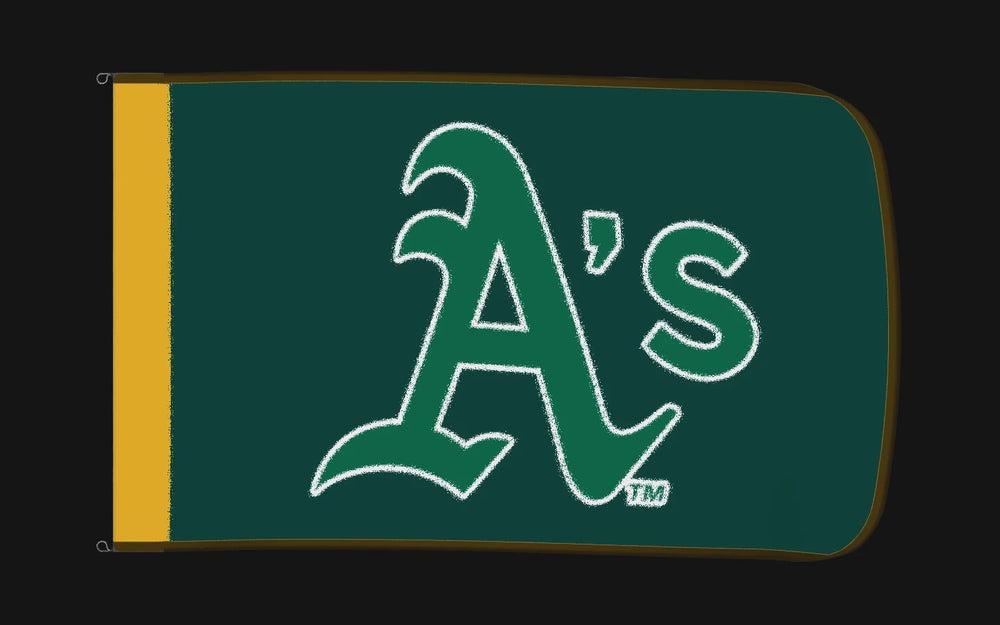 EXO rotating product view — Athletics Authentic Gameday Flag — controlled catalog turntable