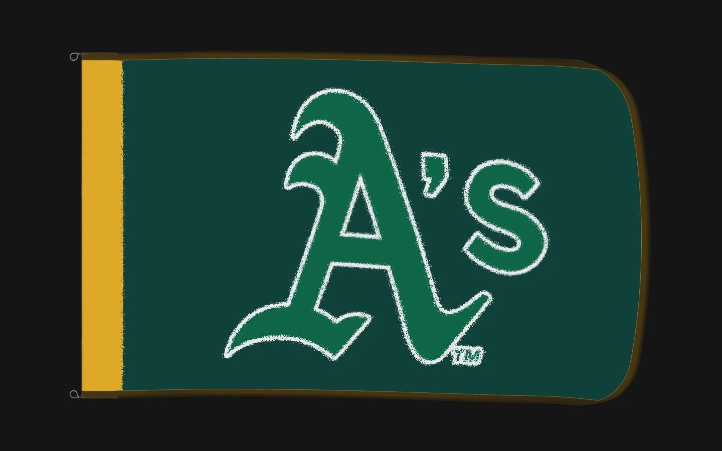EXO rotating product view — Athletics Authentic Gameday Flag — controlled catalog turntable