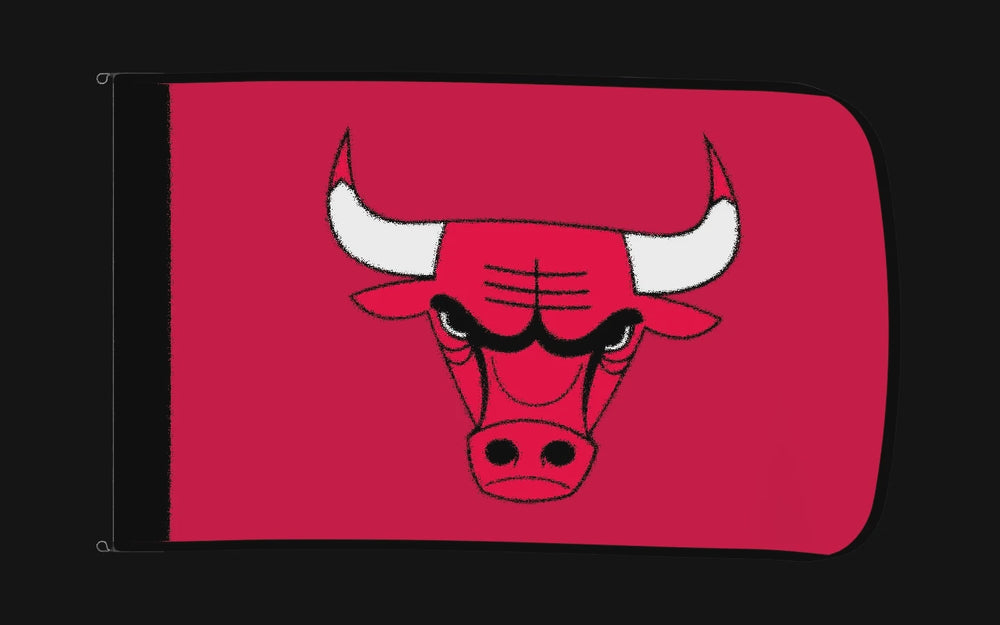 EXO rotating product view — Chicago Bulls Authentic Gameday Flag — controlled catalog turntable