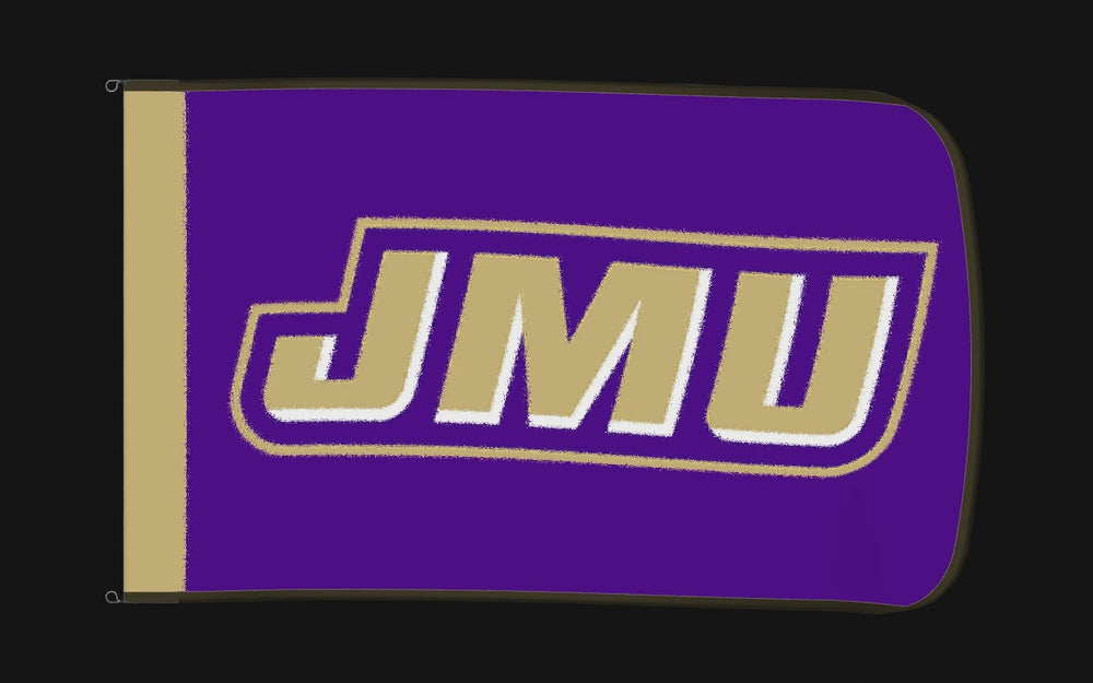 EXO rotating product view — James Madison Dukes Authentic Gameday Flag — controlled catalog turntable