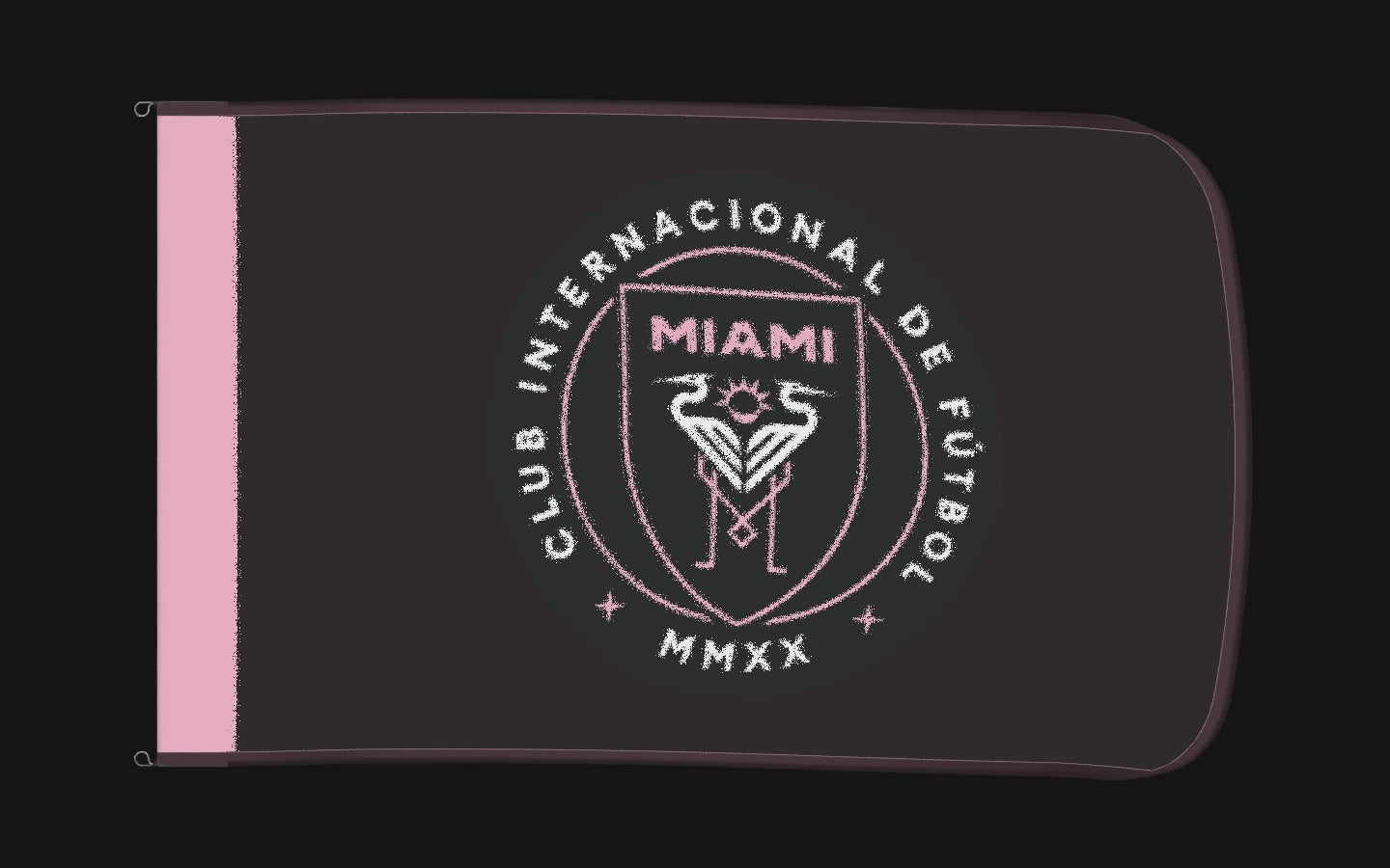 EXO rotating product view — Inter Miami CF Authentic Gameday Flag — controlled catalog turntable
