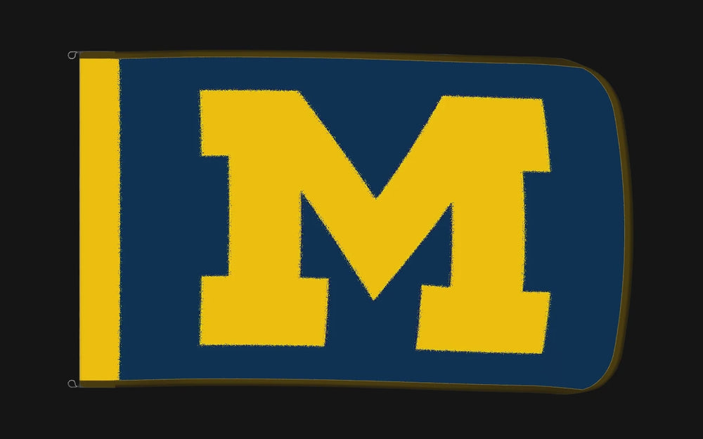EXO rotating product view — Michigan Wolverines Authentic Gameday Flag — controlled catalog turntable