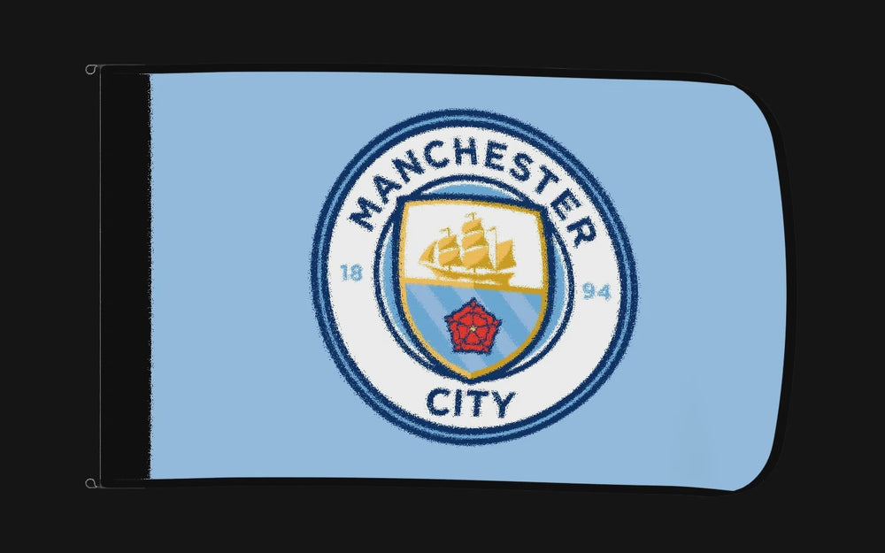 EXO rotating product view — Manchester City Authentic Gameday Flag — controlled catalog turntable