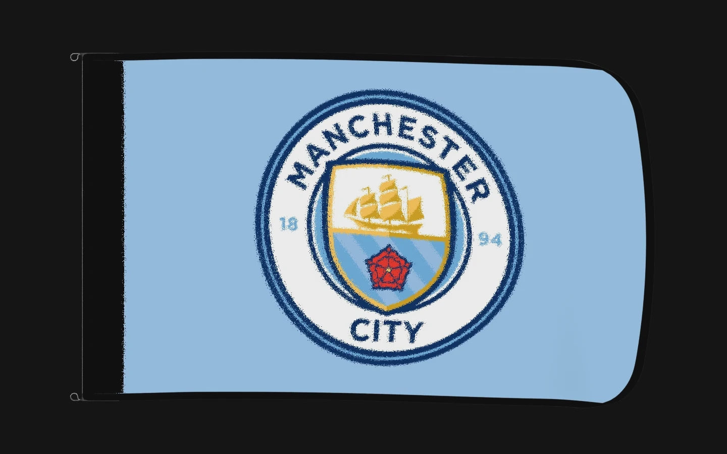 EXO rotating product view — Manchester City Authentic Gameday Flag — controlled catalog turntable