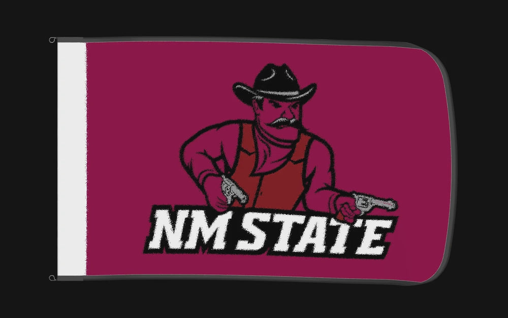 EXO rotating product view — New Mexico State Aggies Authentic Gameday Flag — controlled catalog turntable