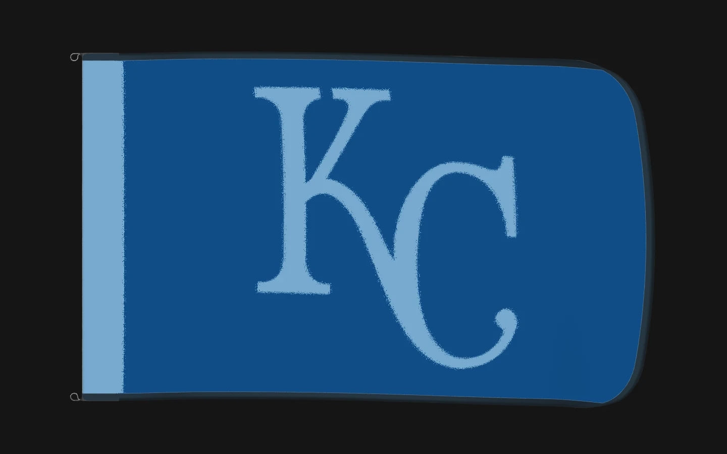 EXO rotating product view — Kansas City Royals Authentic Gameday Flag — controlled catalog turntable