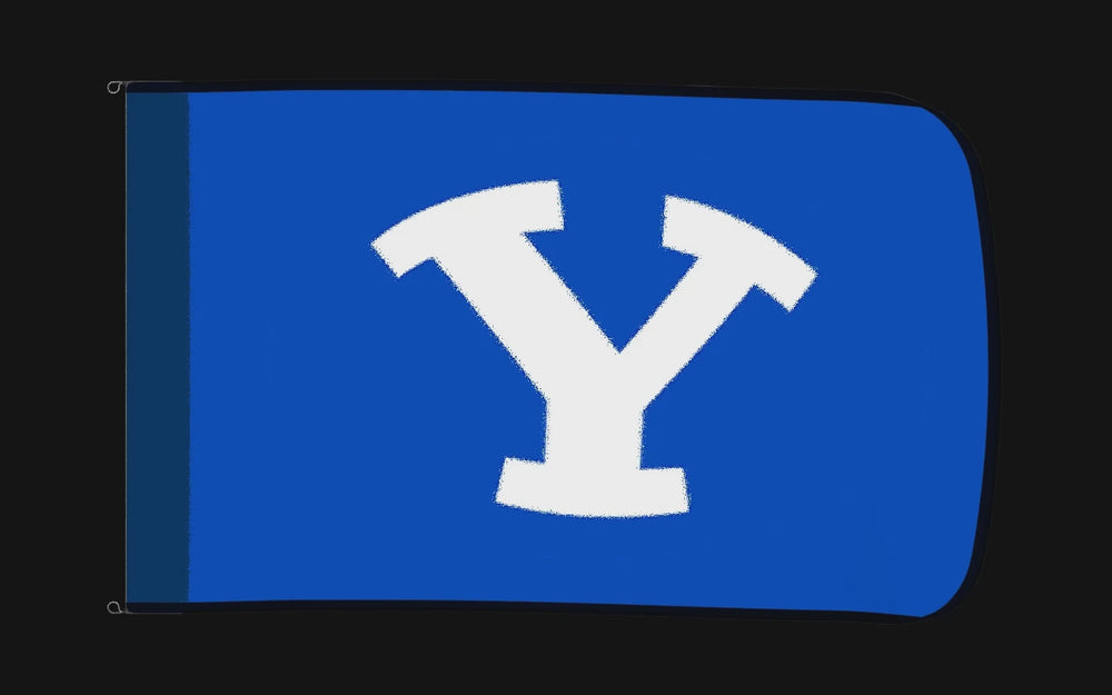 EXO rotating product view — BYU Cougars Authentic Gameday Flag — controlled catalog turntable