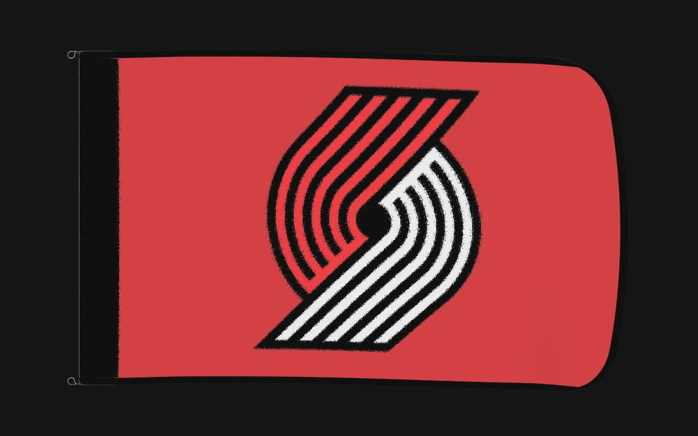 EXO rotating product view — Portland Trail Blazers Authentic Gameday Flag — controlled catalog turntable