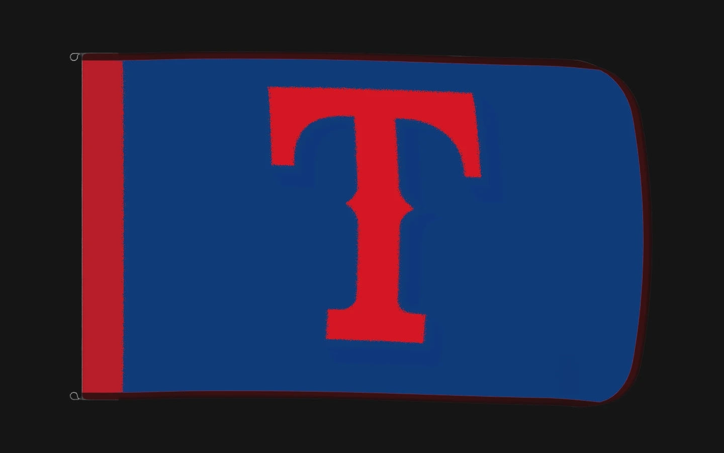 EXO rotating product view — Texas Rangers Authentic Gameday Flag — controlled catalog turntable